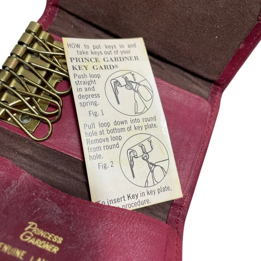 Prince Gardner Maroon Lambskin Leather Six-Ring‎ Key Case Holder Wallet